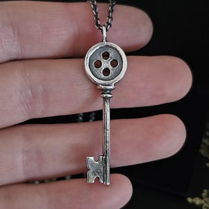 Coraline Key Pendant: Hand-Sculpted Sterling Silver Necklace image 5