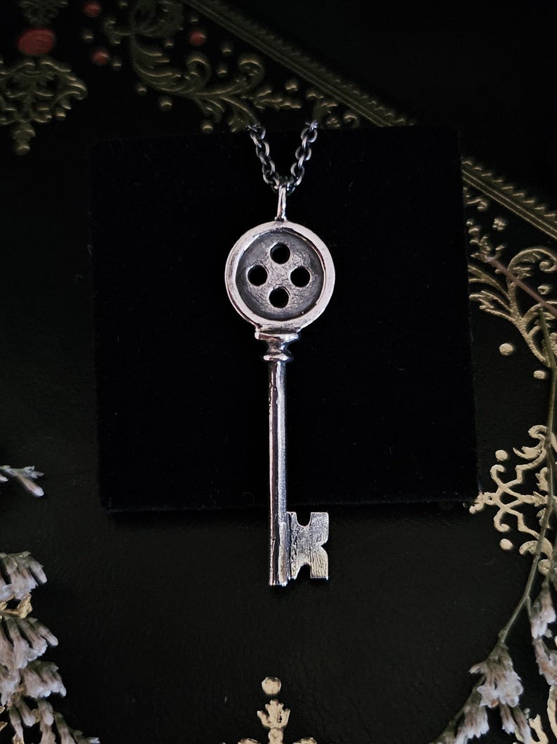 Coraline Key Pendant: Hand-Sculpted Sterling Silver Necklace image 4