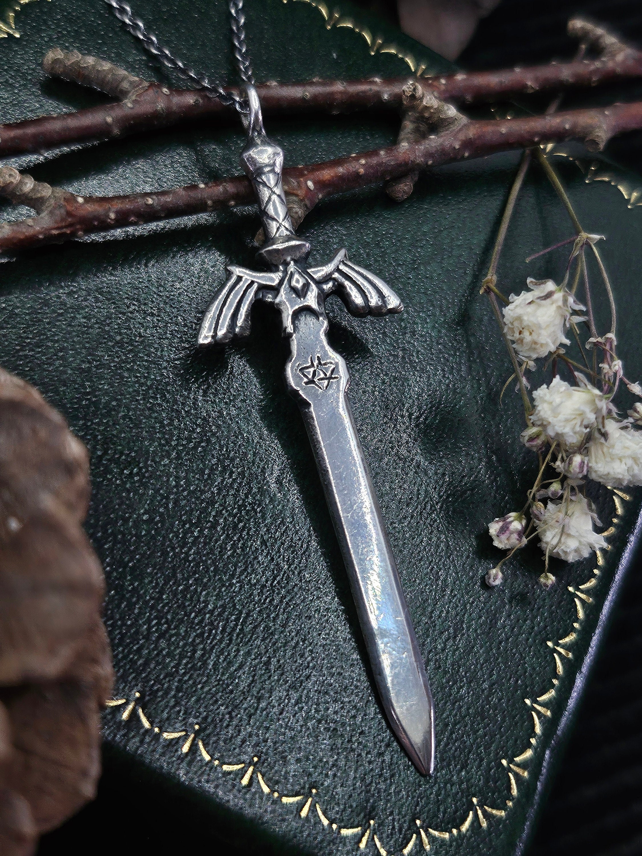 Hand Sculpted Sterling Silver Master Sword Pendant - Legend of