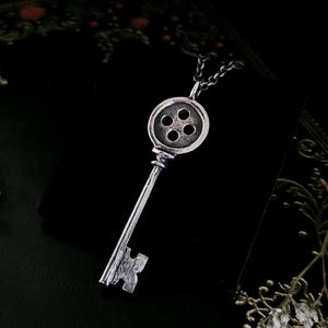 Coraline Key Pendant: Hand-Sculpted Sterling Silver Necklace image 2