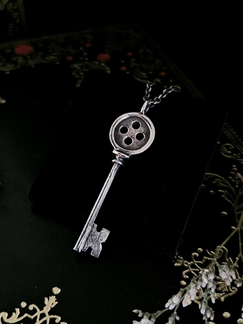 Coraline Key Pendant: Hand-Sculpted Sterling Silver Necklace image 2