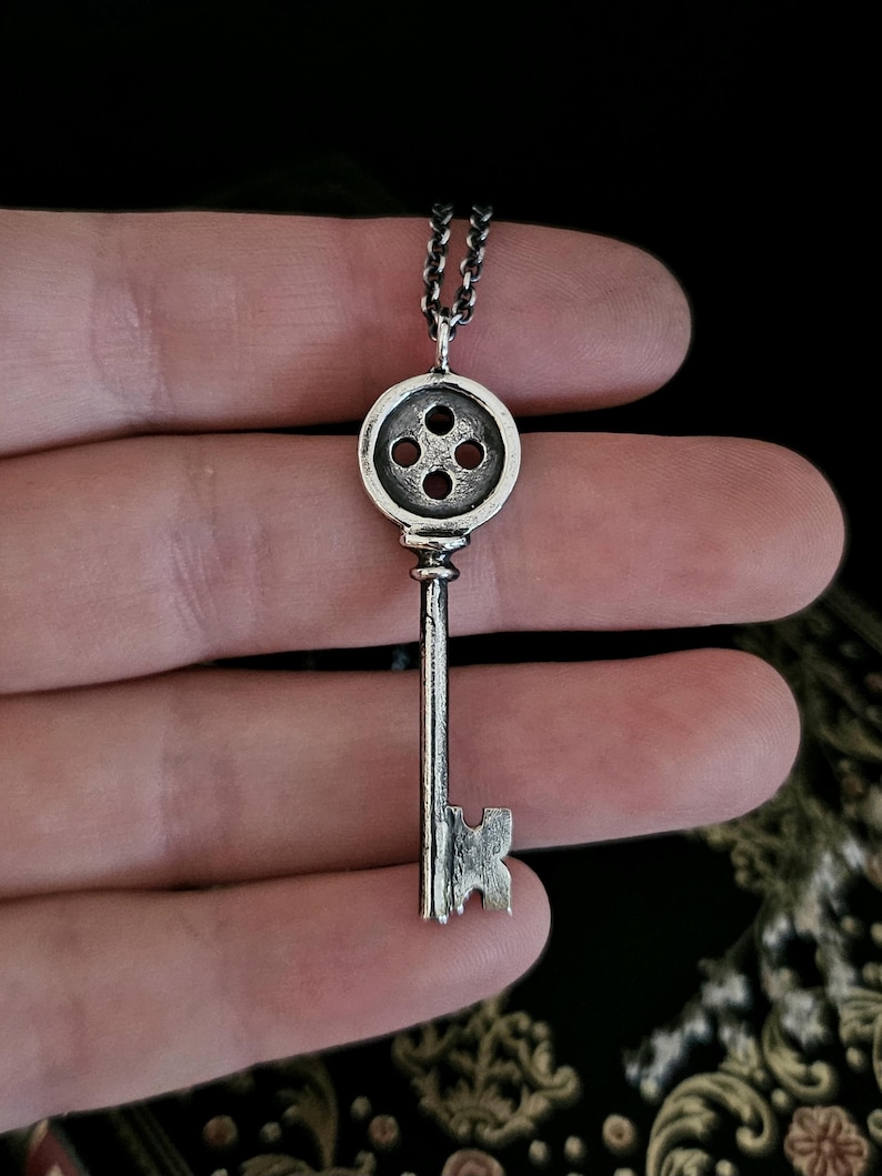 Coraline Key Pendant: Hand-Sculpted Sterling Silver Necklace image 6
