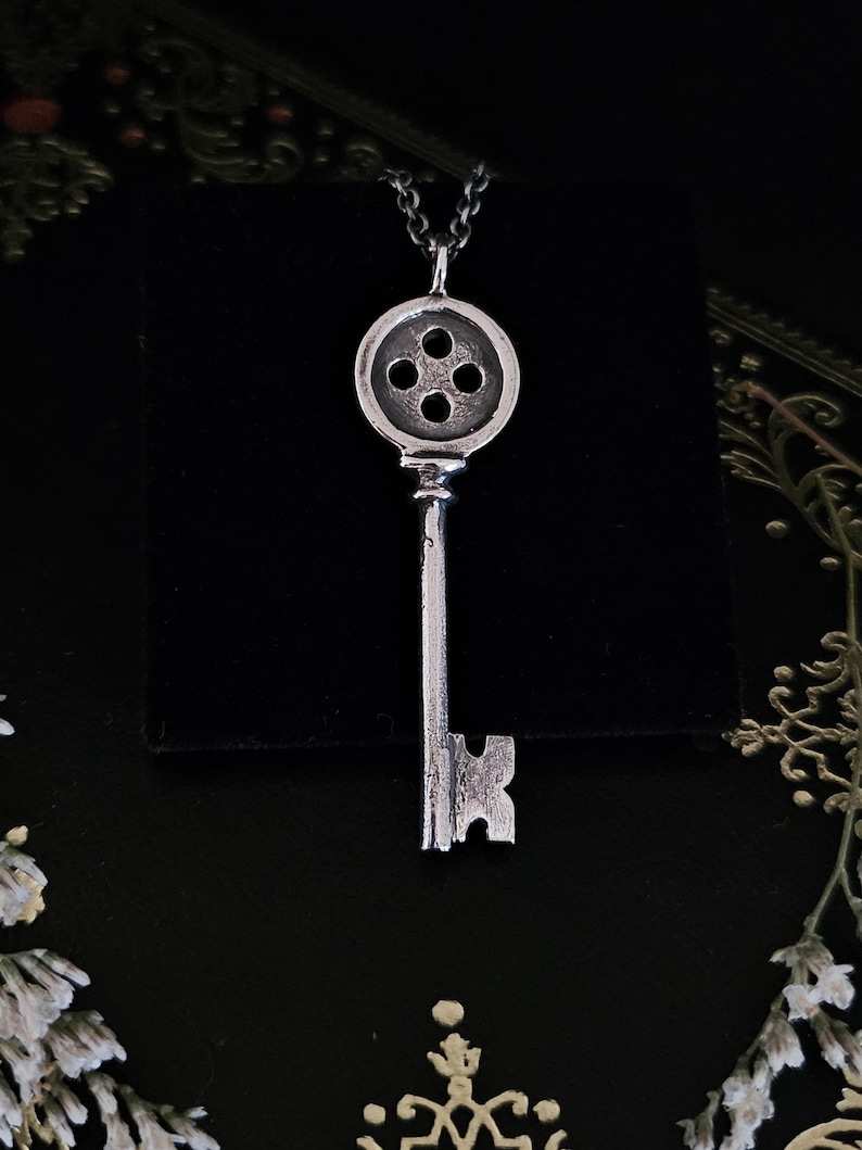 Coraline Key Pendant: Hand-Sculpted Sterling Silver Necklace image 3