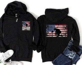 USA Military Hoodie Patriotic Full Zippered Hooded Sweatshirt US Flag Sweatshirt Remember Those Who Served Veterans Independence Day Jacket