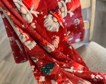 Gnome Christmas Blanket Holiday Plush Velveteen Blanket Soft Christmas Gnome Blanket Christmas Throw Holiday Cover Blanket Gift