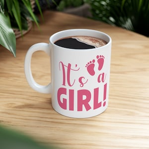 Pregnancy Announcement Baby Reveal Mug It&#39;s a Girl Ceramic Mug 11oz Coffee Mug Baby Coming Soon Baby Announcement Gender Reveal Party Gift