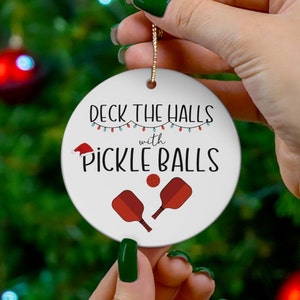 Pickleball Ornament Gift for Pickleball Player Christmas Ornament Pickleball Gift Ceramic Christmas Ornament