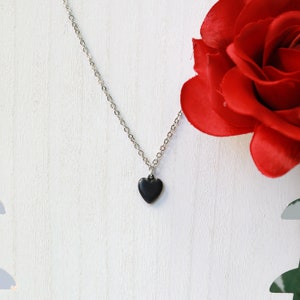 The Wednesday Necklace // Silver Plated Chain Necklace with Brass Heart Charm // Best Witch Friendship Set // Gothic Valentine Romance //