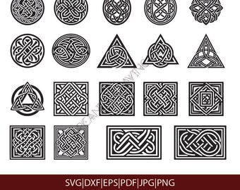 Celtic Knots Bundle - 19 svg, jpg, pdf, png, dxf, eps Files - Digital Knotwork Designs