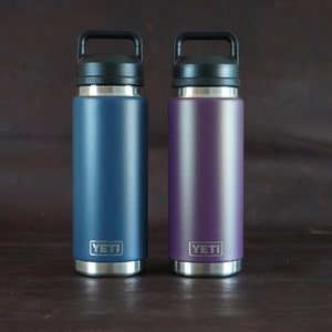 Navy and Nordic Purple Custom Engraved Yeti Rambler 26oz Water Bottle for Wedding Parties, Gifts or Special Occasions.