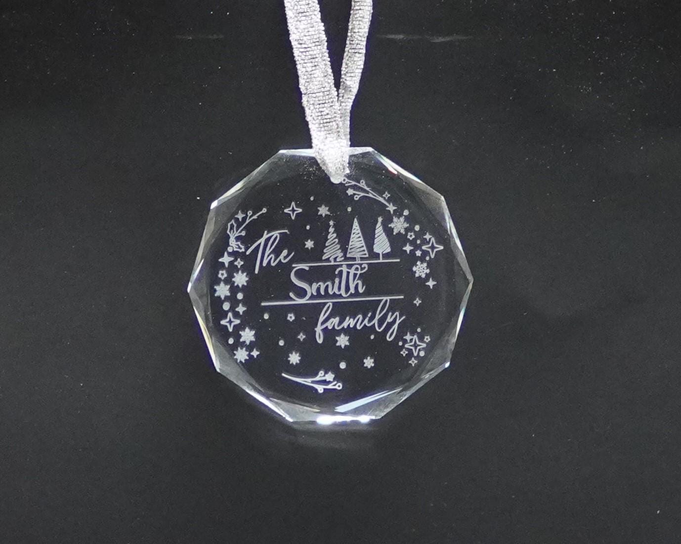 Personalized Ornament, Custom Name Crystal Ornament, Engraved Christmas Ornament, Personalized Christmas Gift, Family Tree Decoration