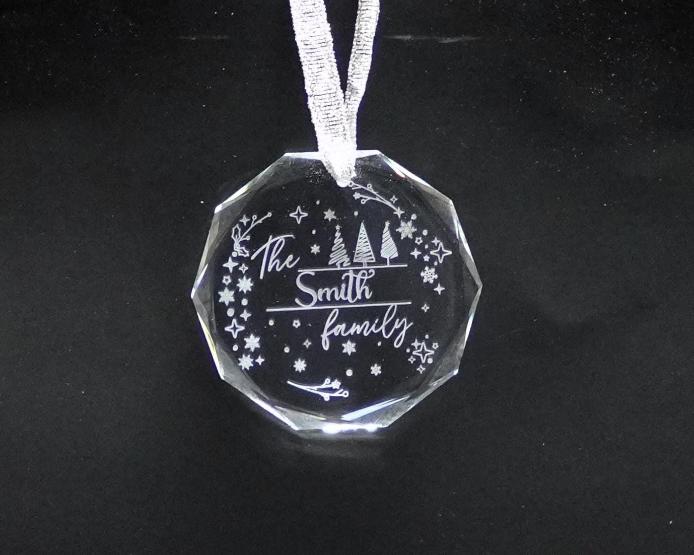 Personalized Ornament, Custom Name Crystal Ornament, Engraved Christmas Ornament, Personalized Christmas Gift, Family Tree Decoration