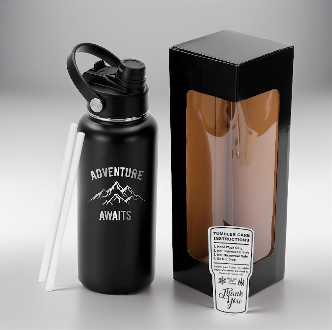 32oz Engraved Stainless Steel Water Bottle – Custom Name Insulated ...