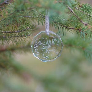 Personalized Ornament, Custom Name Crystal Ornament, Engraved Christmas Ornament, Personalized Christmas Gift, Family Tree Decoration