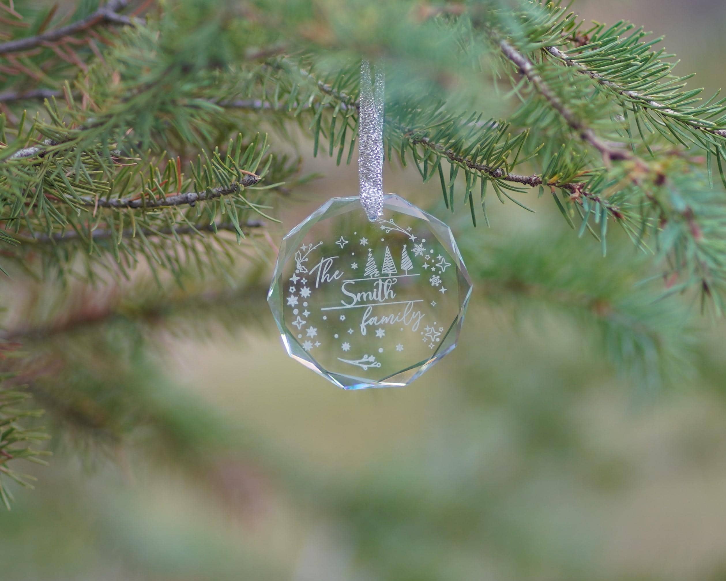 Personalized Ornament, Custom Name Crystal Ornament, Engraved Christmas Ornament, Personalized Christmas Gift, Family Tree Decoration
