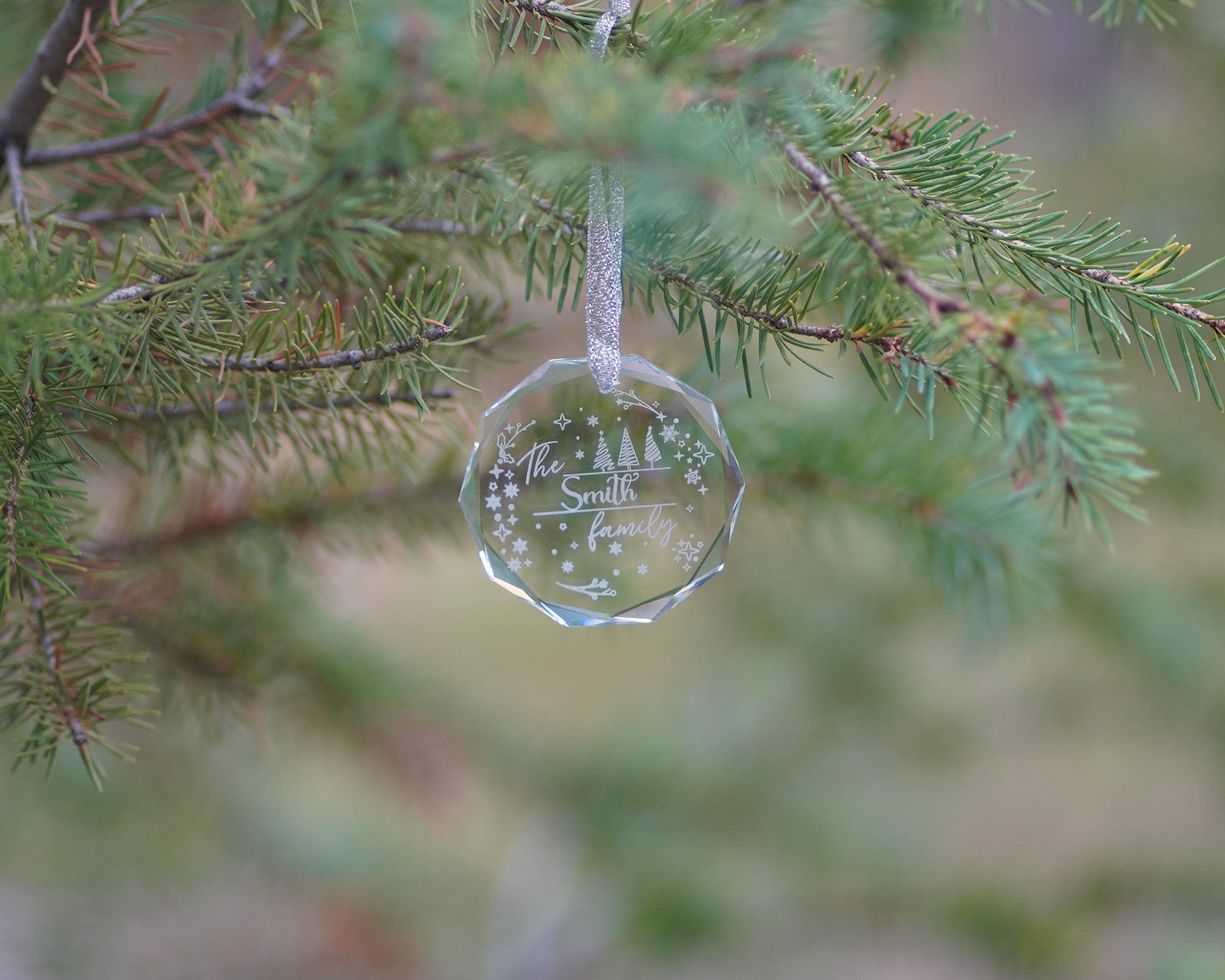 Personalized Ornament, Custom Name Crystal Ornament, Engraved Christmas Ornament, Personalized Christmas Gift, Family Tree Decoration