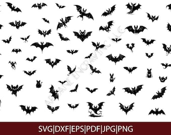 Halloween Bats SVG Bundle, spooky bats dxf, scary bats clipart, halloween flying bats cut files, halloween decor digital downloads