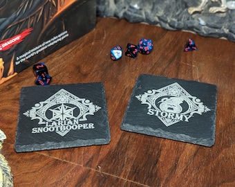 Dungeons and Dragons Custom Character Coasters | DnD Gifts | Personalized D&D Slate Coasters | DM Gifts