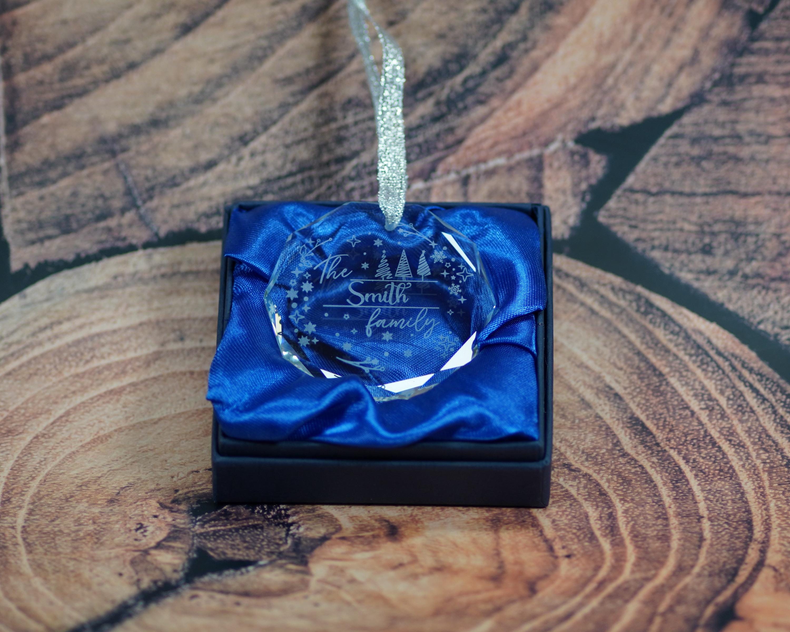 Personalized Ornament, Custom Name Crystal Ornament, Engraved Christmas Ornament, Personalized Christmas Gift, Family Tree Decoration
