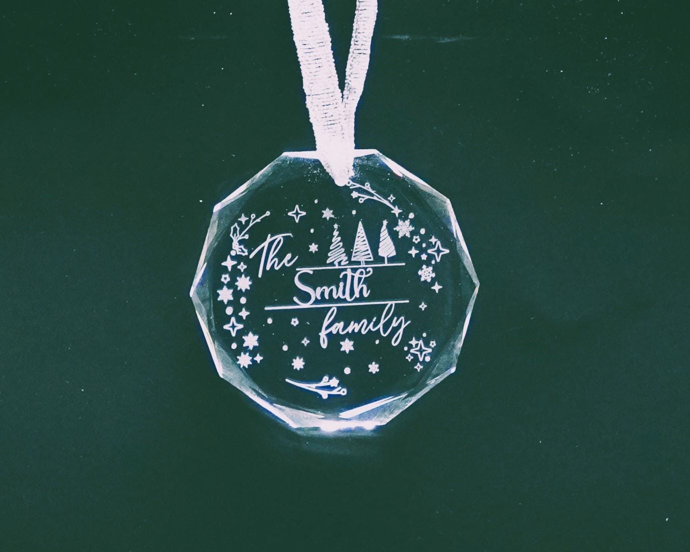 Personalized Ornament, Custom Name Crystal Ornament, Engraved Christmas Ornament, Personalized Christmas Gift, Family Tree Decoration