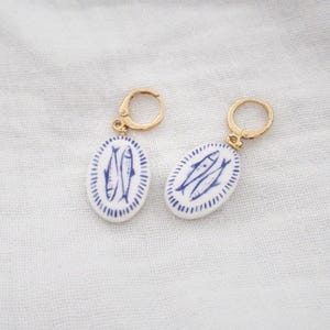 Cold Porcelain sardine earrings - 18k real gold plated