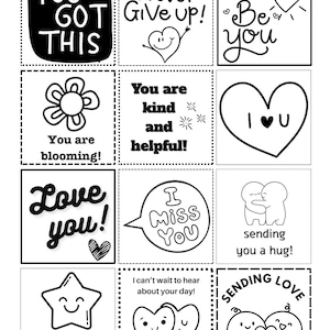Lunch Box Notes Set: Black and White Printable Notes for Kids (Digital Download)