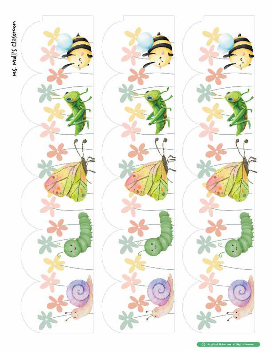 Spring Insects Border Classroom Bulletin Board Border / Spring Bugs/ Pastel Bugs Border ...
