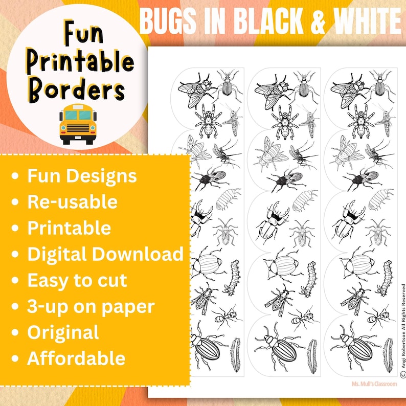 Classroom Bugs Bulletin Board Border / Evergreen / Jpeg File / Digital ...
