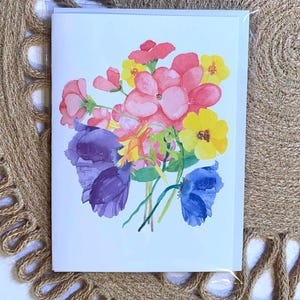 Grußkarte Original Aquarell Blumenkunst Blankokarte Selbstgemacht 4 x 5,5 Zoll Umschlag