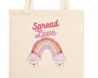 Rainbow Hearts Cotton Tote Bag | Spread Love Design