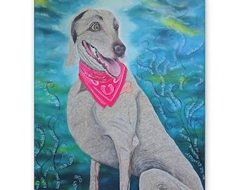 Canvasafdruk weimaranerhond, portretkunst Happy Pet