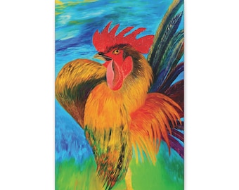Rustic Rooster Canvas Print, Farmhouse Wall Decor (9x12)