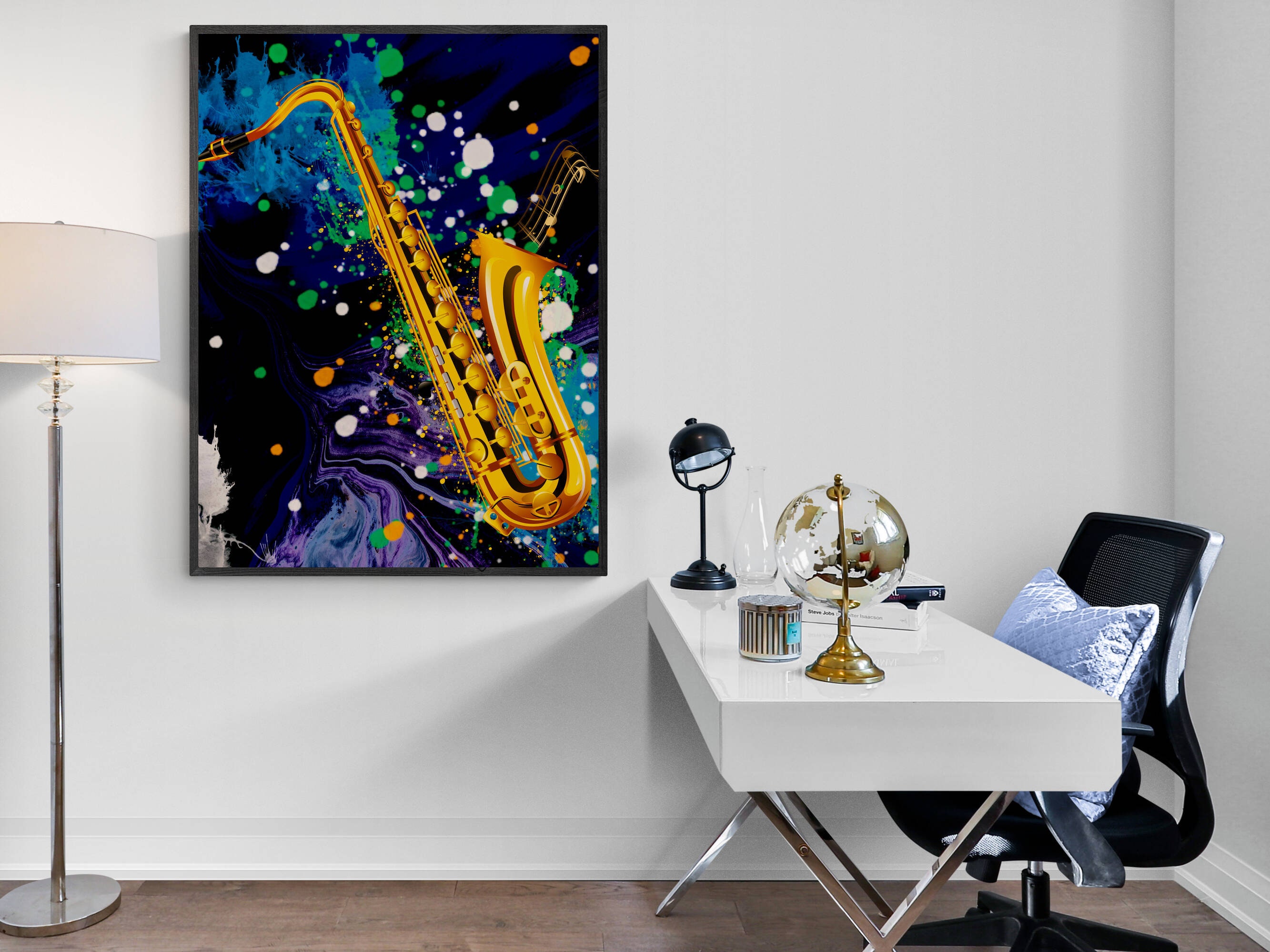 Saxophone Art Print, Abstract Saxophone Printable, Saxophone Wall Art