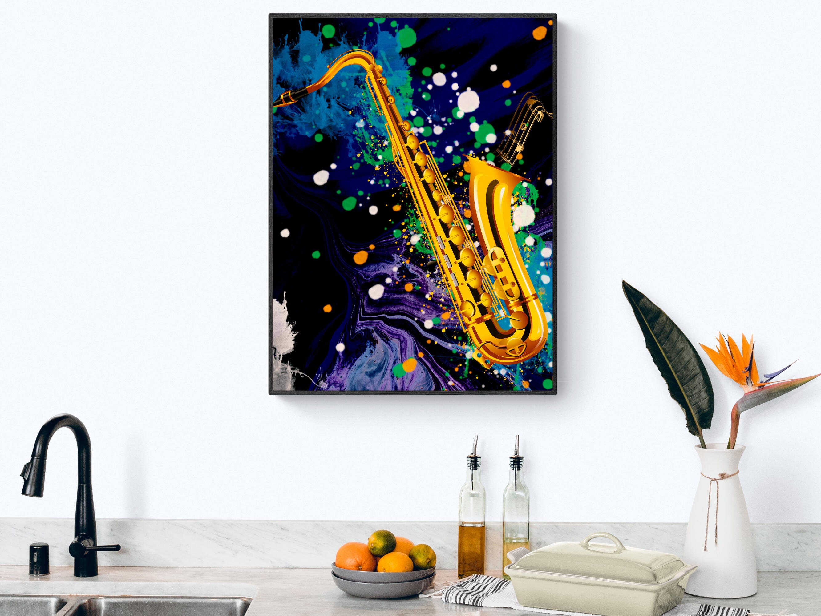Saxophone Art Print, Abstract Saxophone Printable, Saxophone Wall Art