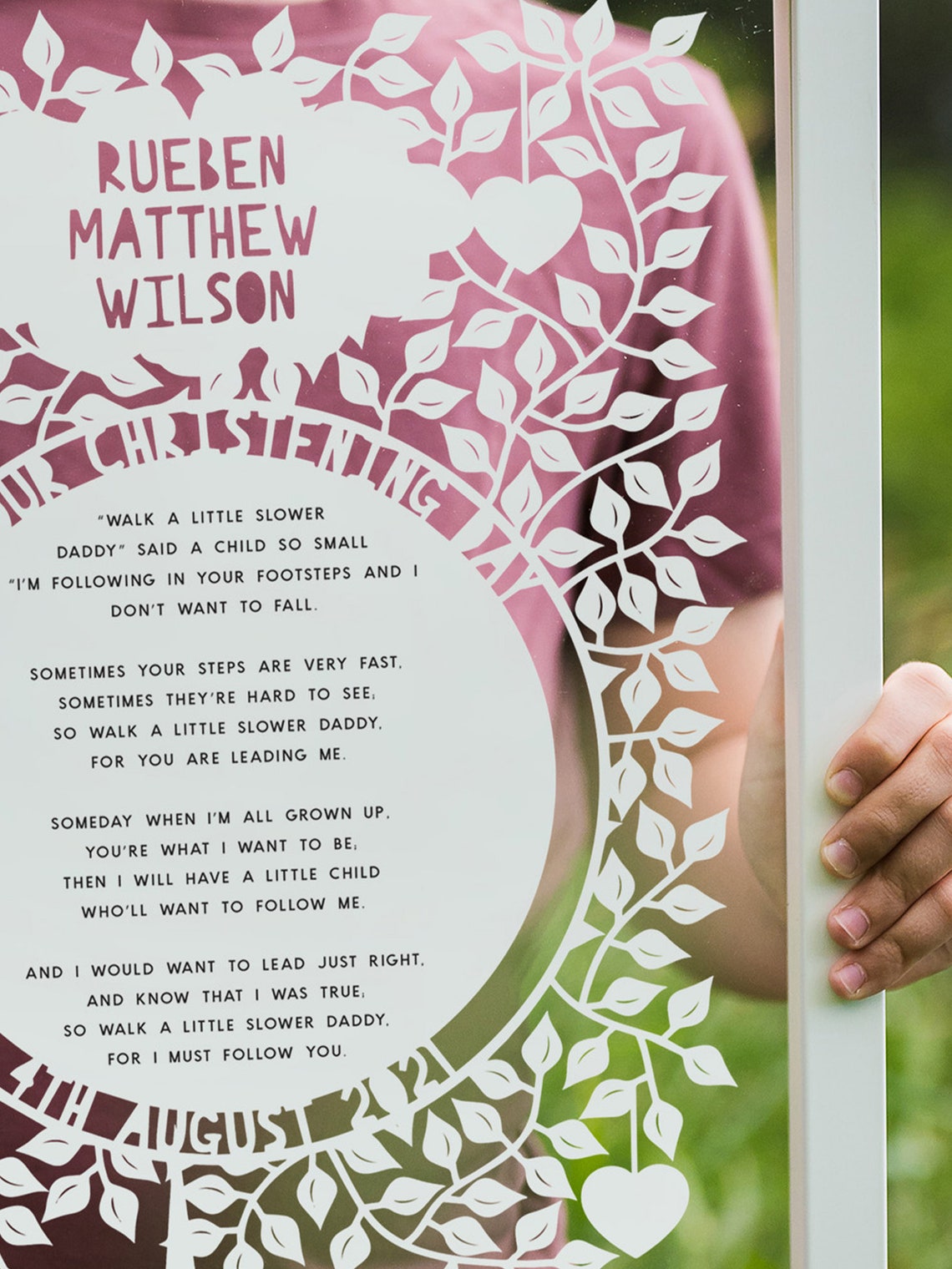 Christening Reading Poem Papercut Etsy