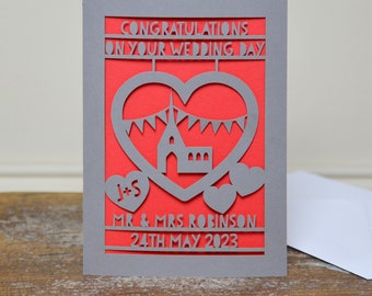 Personalised Wedding Day Church Laser Cut Greeting Card