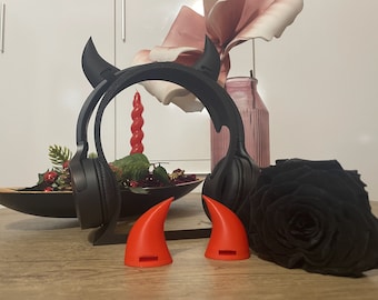 Devil Horns Headphone Attachment Live Streaming Props, Devil Demon Succubus Satan Cosplay, Witchy Goth Gaming, Headset Ears,