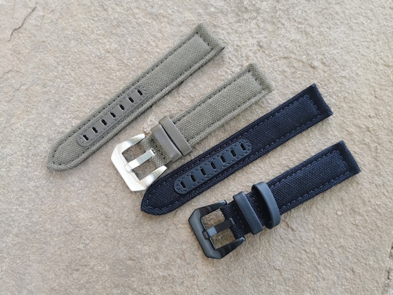 ㊲PANERAI 24mm-22mm Authentic Panerai 24/22mm OEM Calf Black Stitch Strap And