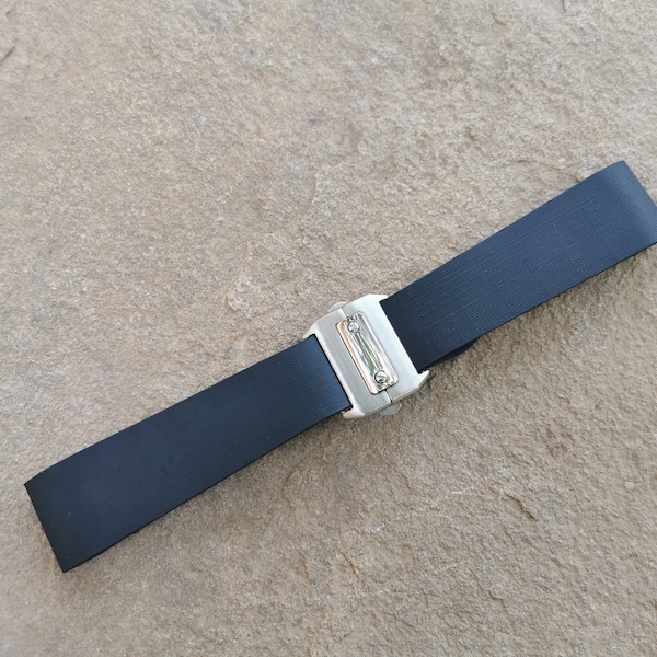 25mm Rubber Strap for Cartier Santos 100 Series, Silicone Band wh Folding Buckle Clasp