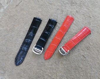 14x8/16x9/18x11/20x12/22x14mm Genuine Leather Strap for Cartier Ballon Bleu/Blue Balloon, Band with Buckle Clasp