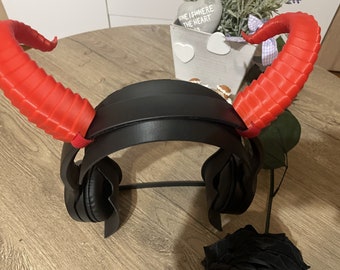 Curved Dragon HORNS for Headphones Demon Witch Cosplay Devil Horn for Headset Wiccan Gothic Satyr Horns Hell Gaming Streamer Gift