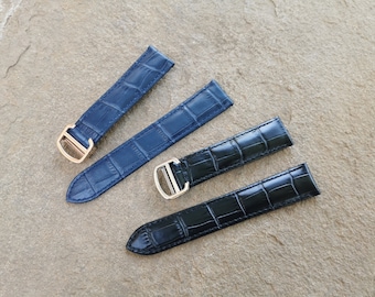 Leather Strap for Cartier Tank Solo 16/18/20/22mm Band wh Buckle Clasp