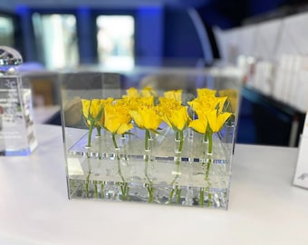 Acrylic Flower Box – Modern Lucite Vase, Wedding Gift