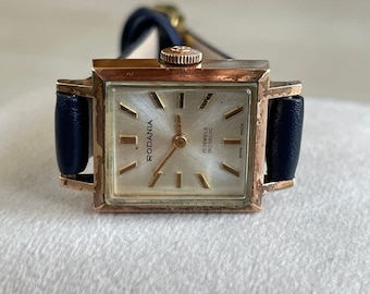 Elegant 1960 Vintage Swiss ladies wristwatch Rodania golden color case, Swiss retro cocktail ladies watch, Retro watch gift, Dress watch