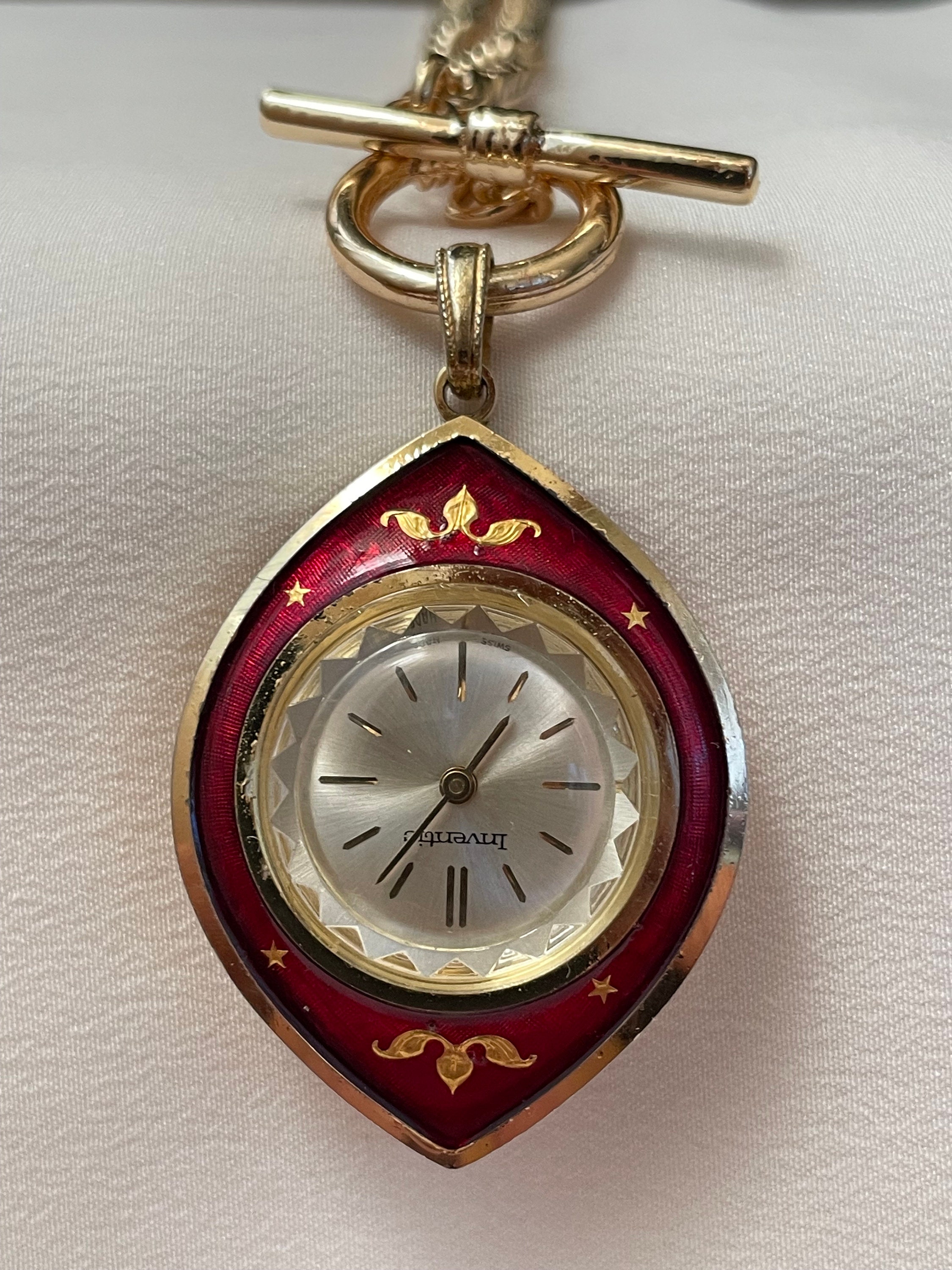 1960 Vintage Swiss Women's Pendant Watch Inventic Golden Color