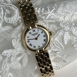 dress ladies watches Stunning 1980's Vintage Swiss Small Quartz 18k Gold Plated Watch Raymond Weil, Women Quartz Cocktail Watch, Watch Ladies Gift very small dial watches for ladies