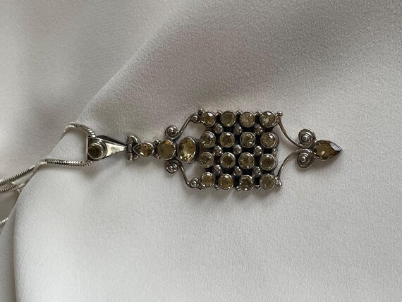Vintage large Silver Art Deco rectangular citrine… - image 5