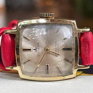 Elegante orologio da polso da donna tedesco vintage anni '60 Dugena con cassa color oro, piccolo orologio da cocktail da donna tedesco vintage, orologio retrò da donna regalo