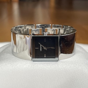 Elegante orologio da donna al quarzo vintage anni '90 Donna Karan DKNY cassa color argento, orologio da cocktail vintage da donna, orologio da regalo da donna