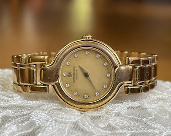 Stunning 1980’s Vintage Swiss small quartz 18k gold plated ladies dress watch Raymond Weil, Women quartz cocktail watch, Watch ladies gift